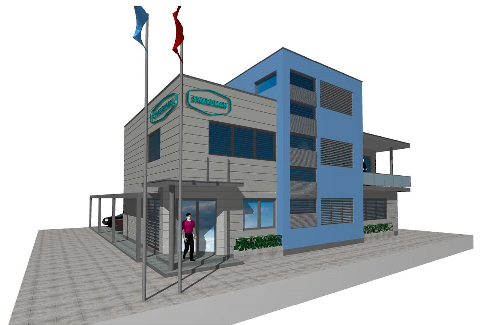 Nová administrativní budova Swardman - model