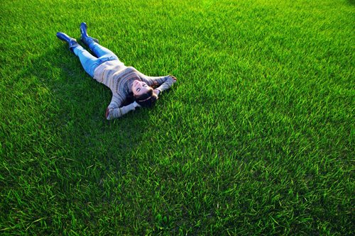 Woman on a lawn