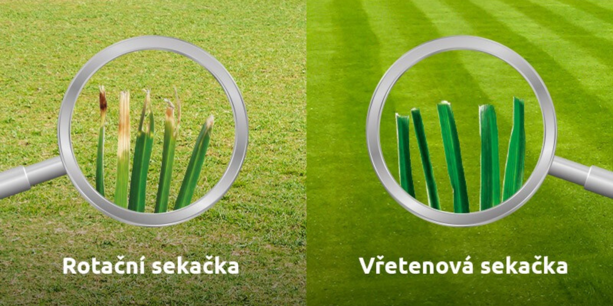 Porovnání rotační a vřetenové sekačky